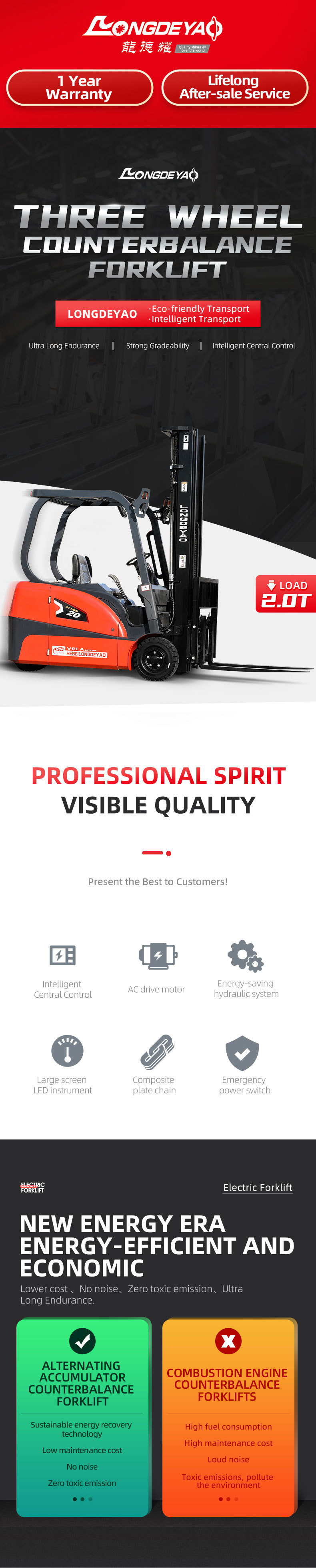 2.0T high counterbalanced forklift (three fulcrum)