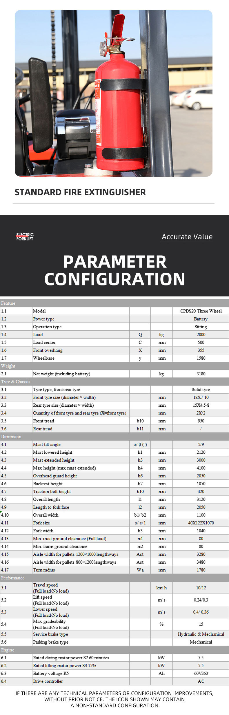 2.0T high counterbalanced forklift (three fulcrum)