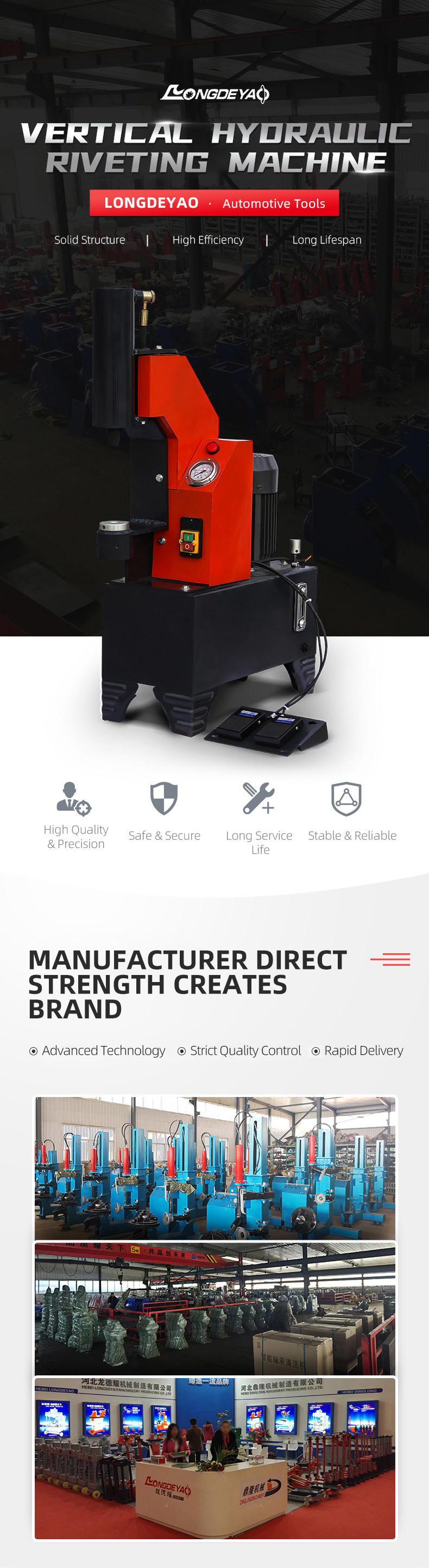 Vertical hydraulic punching and riveting machine