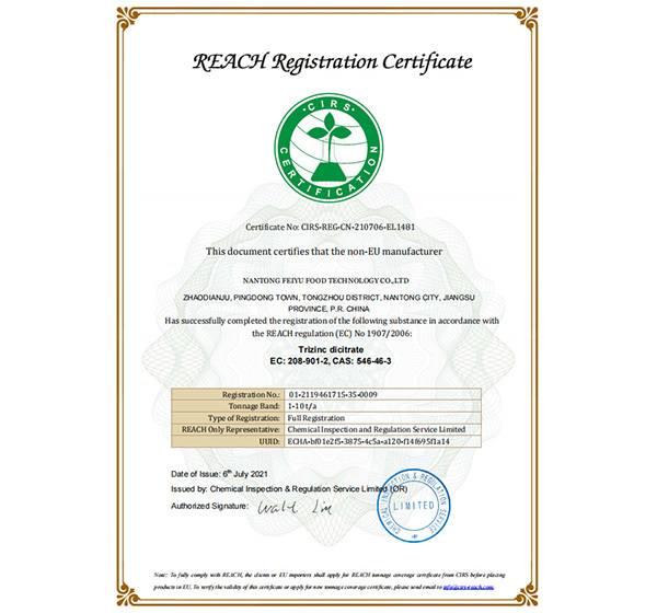 REACH Certificate