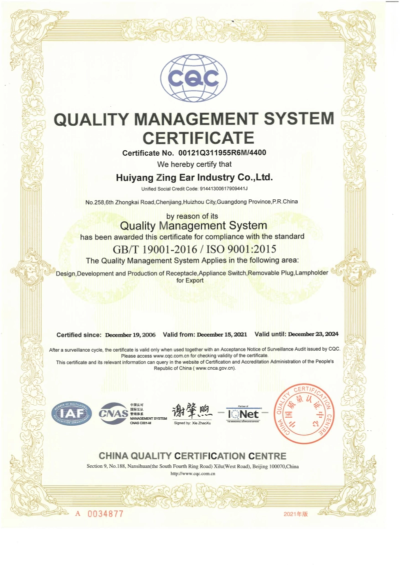ISO9001-2015证书(英文版)