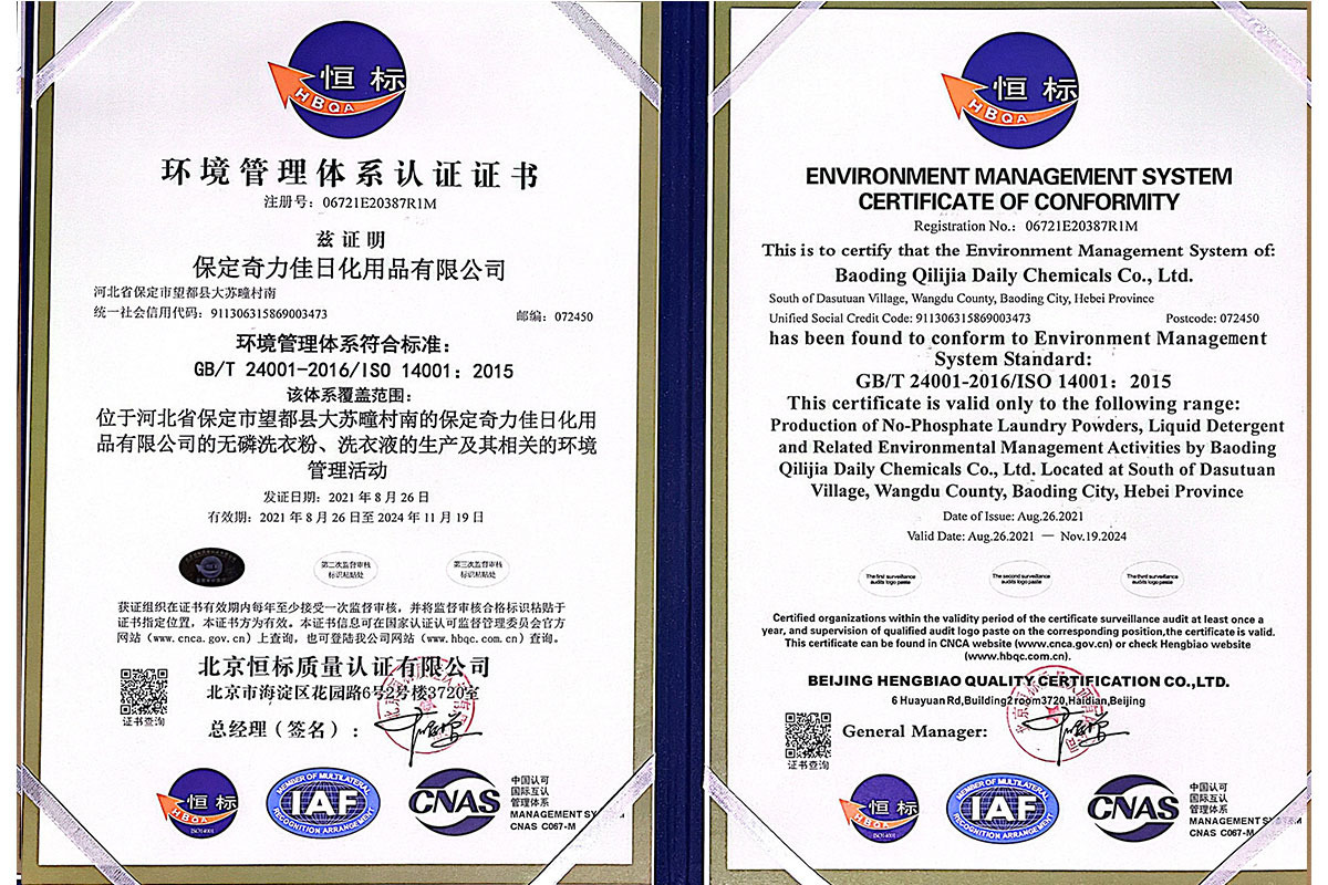 Environmental management system certification