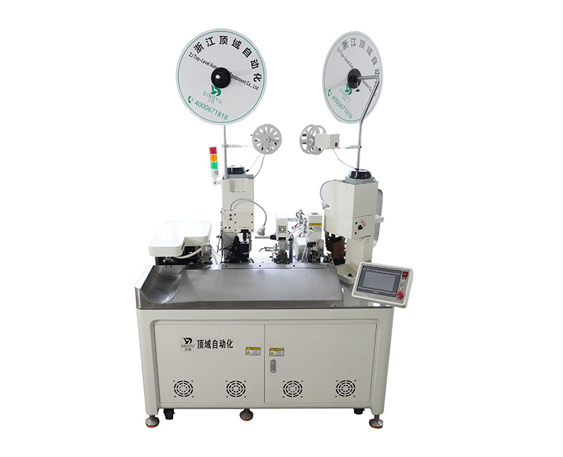 Fully automatic double-head crimping terminal and single-baking sleeving machine