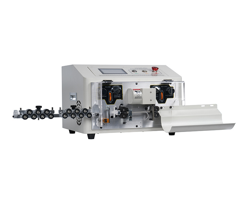 Double wire stripper with touch screen and jump tube