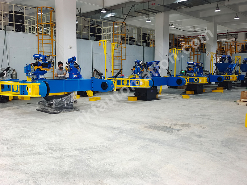 Three-axis horizontal positioner supporting double Yaskawa robot