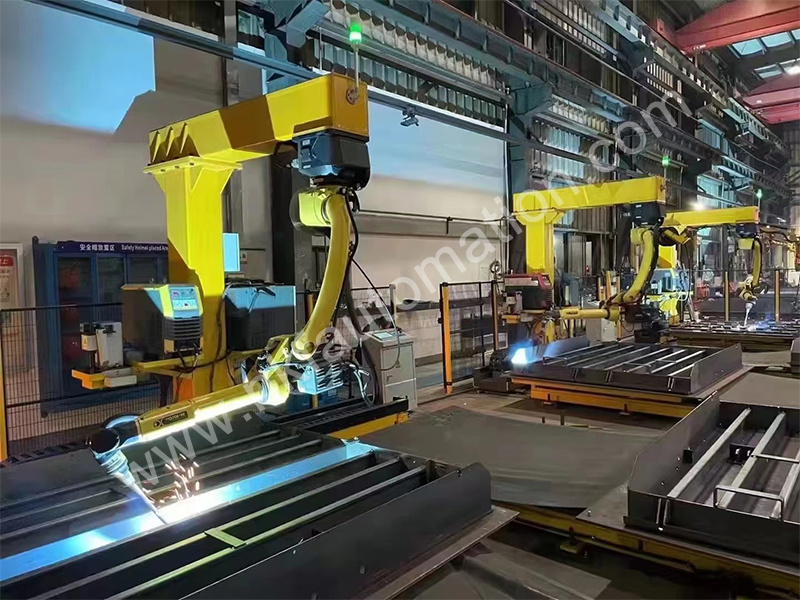 Fanuc Robot, Linear Rail and Inverted Cantilever Automatic Welding of Iron Frame Fanuc Robot, Linear Rail and Inverted Cantilever Automatic Welding of Iron Frame