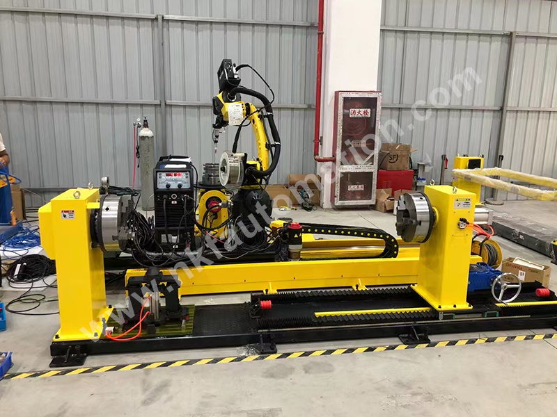 Positioner and linear rail supporting Fanuc robot