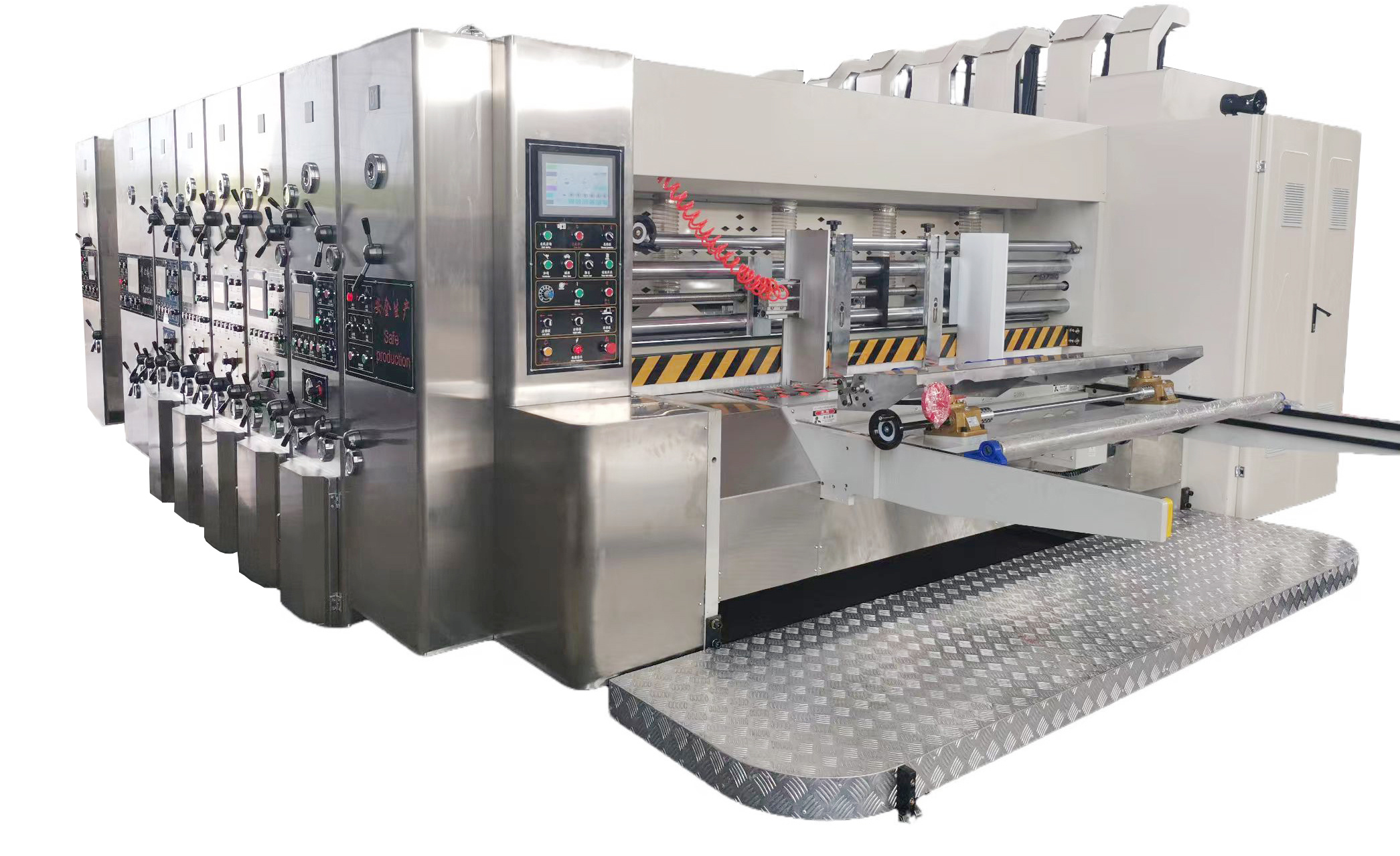 4 Color Flexo Printer Slotter Die Cutter Vibration Stacker