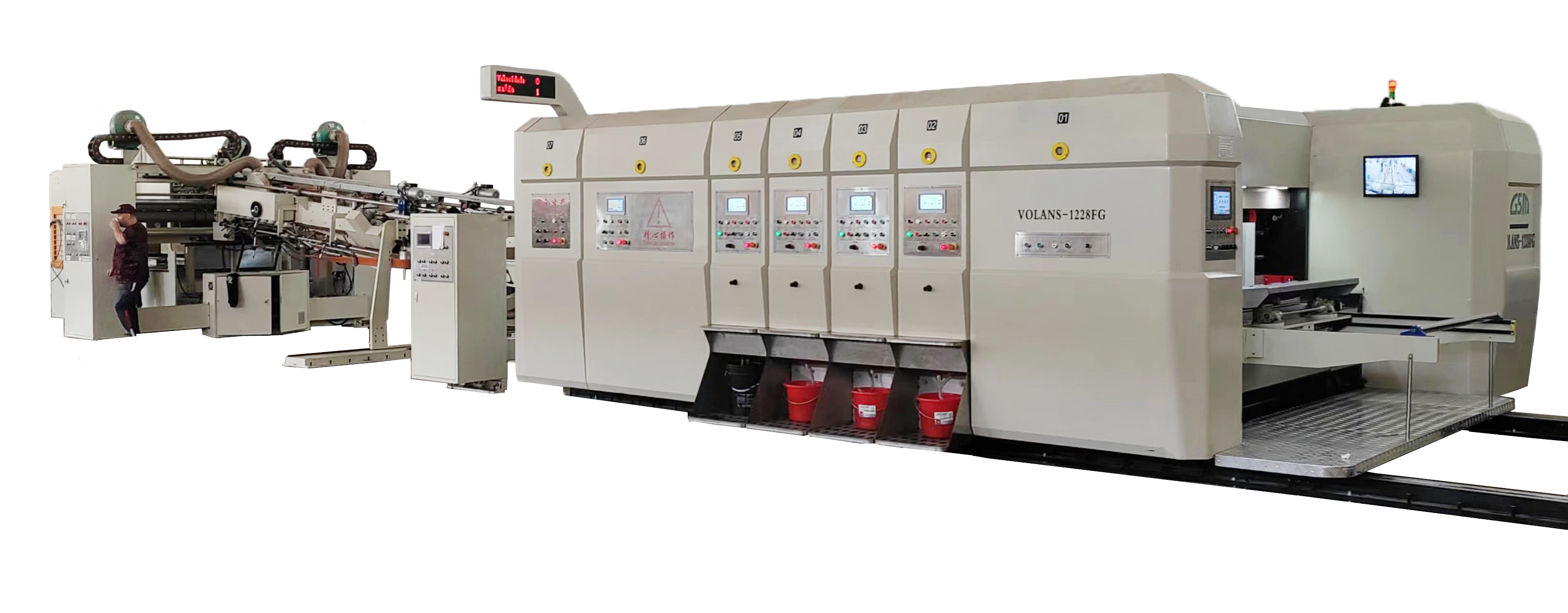 Automatic Top Printing 1228 4 Color  Vacuum Transfer Printer Slotter Die Cutter Gluer Inline