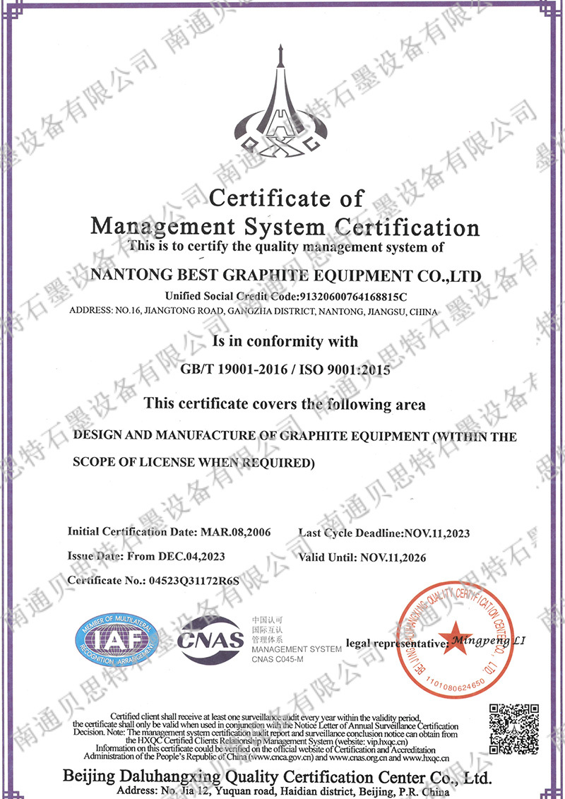 ISO9001 Quality Management System Certificate (EH)