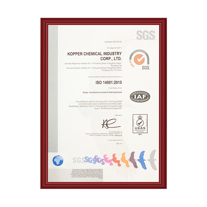 14001环境管理体系认证英文证书