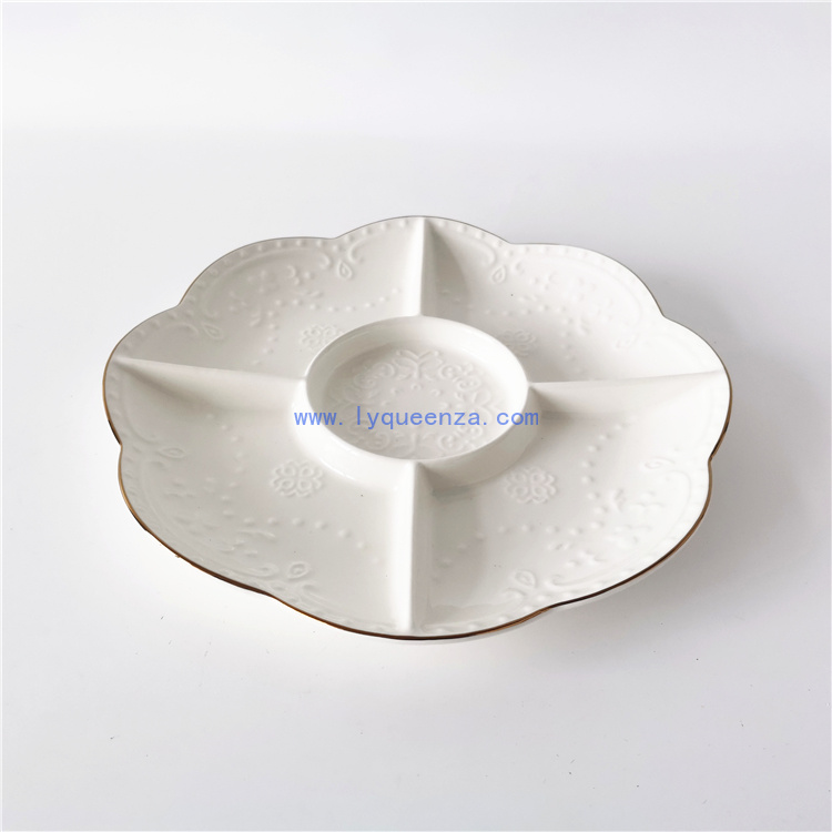 Wholesale 10 - inch Platter with Gold Rim: Elegance in Every Detail
