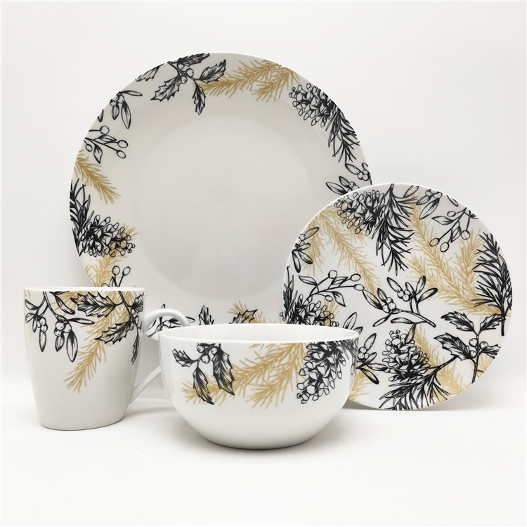 Christmas Pinecone design porcelain material 18pcs dinner set for 6 persons for Wholesale