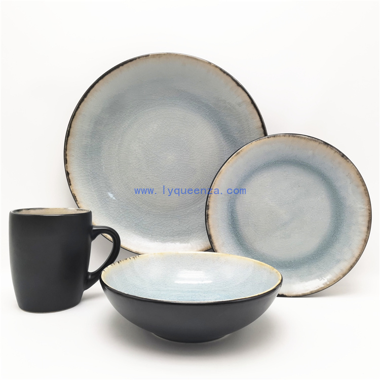 Light Gray Crackle Glaze Ceramic Dinnerware Set: Timeless Elegance for Every Table