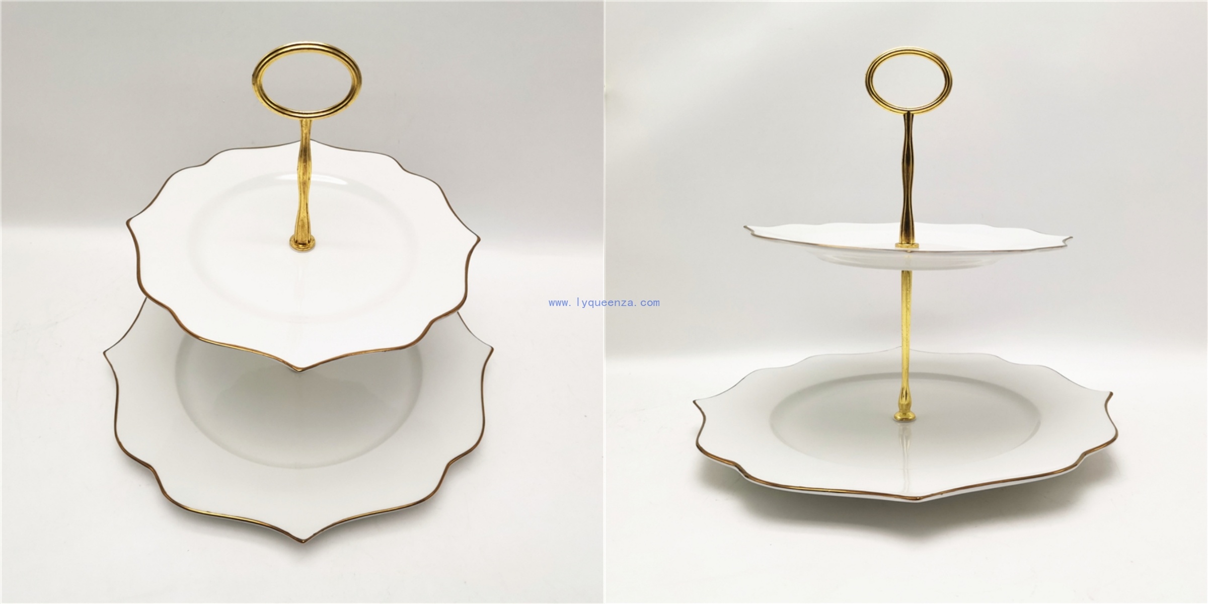 Introducing Our Exquisite Porcelain Two - Tier Cake Stand: Elevate Your Dessert Presentations
