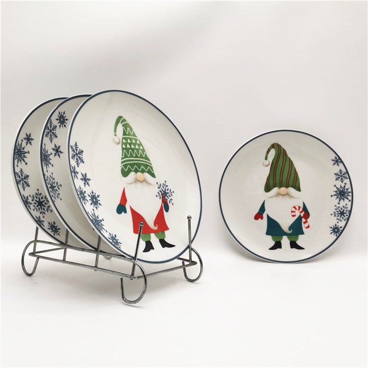 Christmas design porcelain material 7.5inch dessert plate personalized ceramic plate