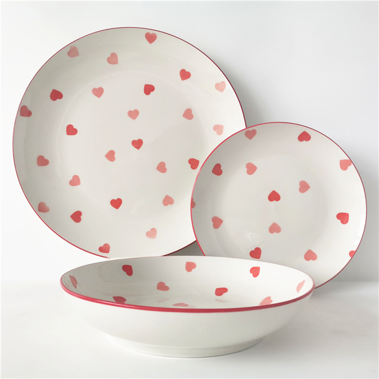 Heart Design 12pcs Dinner Set Wholesale for 4 Persons