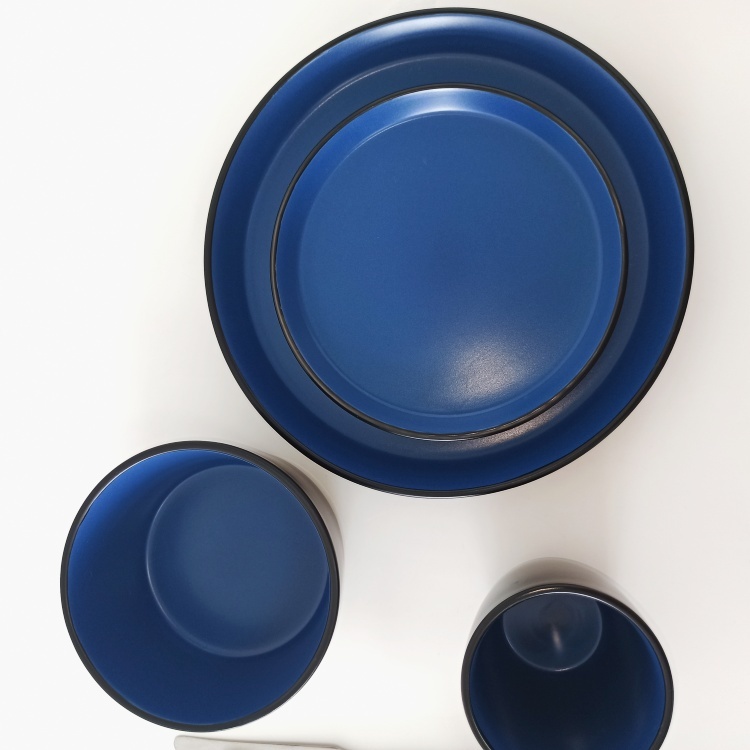 Striaght Edge Deep Blue Design Ceramic Dinnerware Set