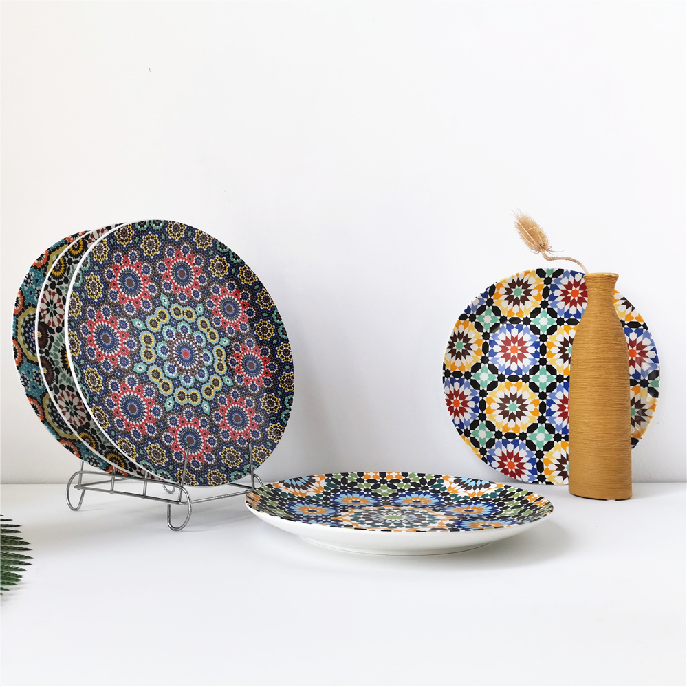 Mandala pattern 10.5inch & 7.5inch coupe shape plates