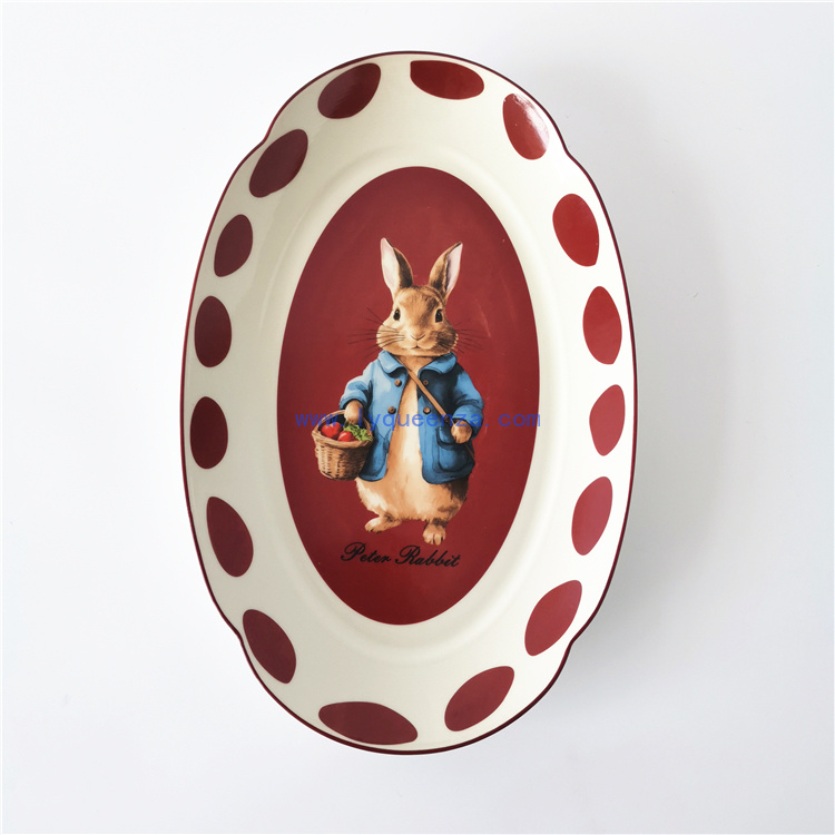 Wholesale 12 - Inch Oval Platter with Cute Rabbit Design: A Whimsical Dining Delight