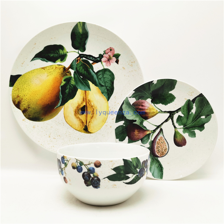 Wholesale 12/18 - Piece Fruit - Pattern Decal Porcelain Dinnerware Set: A Harvest of Elegance
