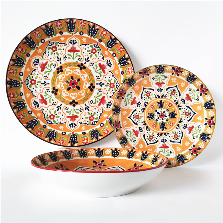 Bohemian - Style Porcelain Dinnerware: Customizable, Microwave & Oven Safe