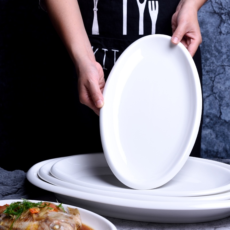 white porcelain plates wholesale oval plate with thick edge
