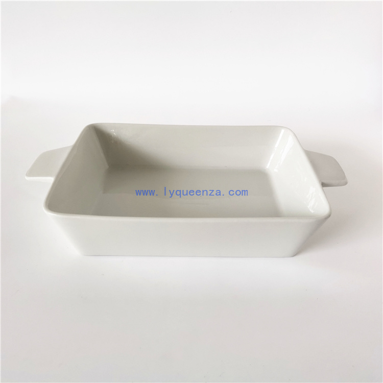 Wholesale 12inch Fine Porcelain Baking Pan with 2-handle,  Microwave, dishwasher and oven safe