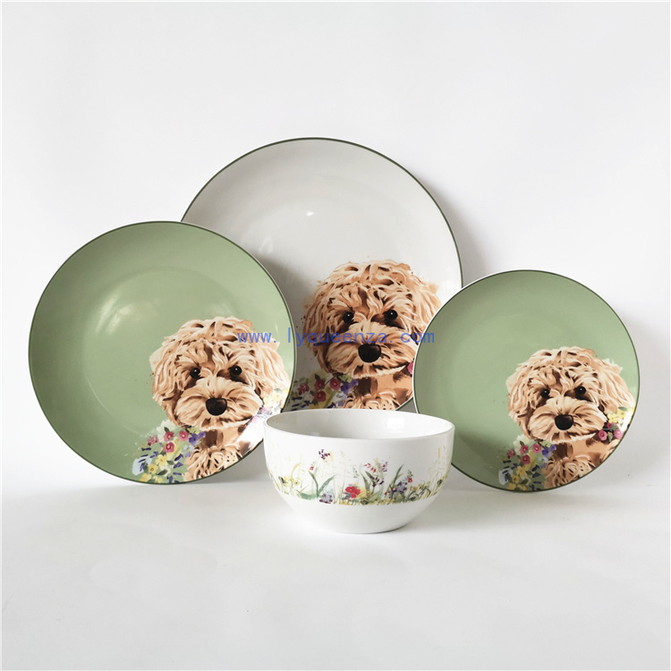 Wholesale Pet - Lover’s Porcelain Tableware Set: Cute Dog & Flower Patterns