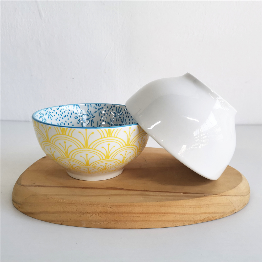 5inch  480ml Modern porcelain pad printed bowl for dessert soup rice
