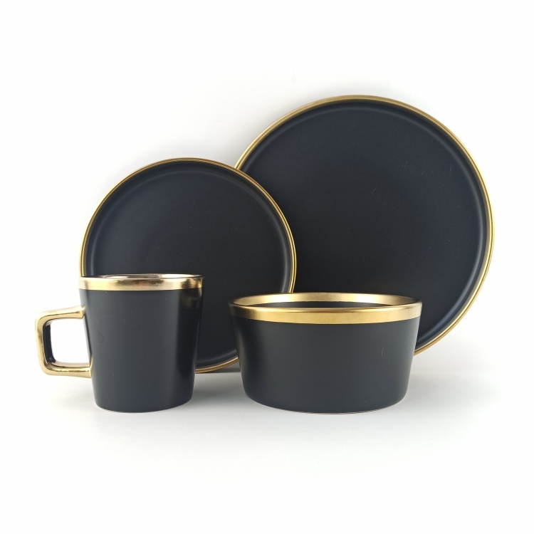 Straight Edge Electroplated Porcelain Dinnerware Set