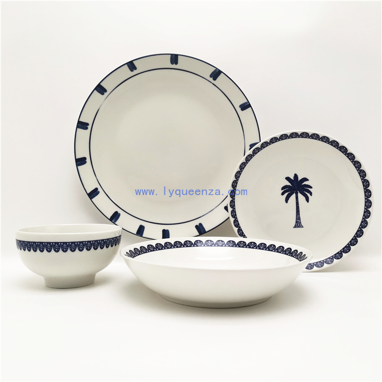 Dive into Coastal Elegance: Wholesale Pad - Printing Porcelain Dinnerware Set
