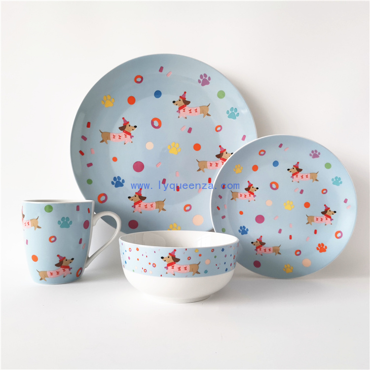 Wholesale Light Blue Cute Dachshund - Dog Design Porcelain Dinnerware: A Delightful Dining Companion