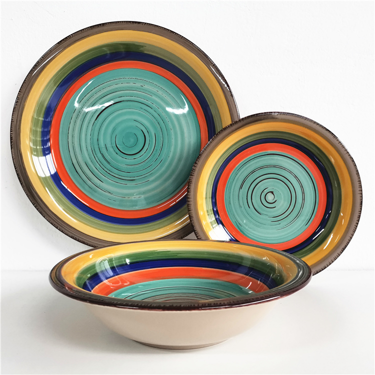 12pcs Hand Painting Stoneware Dinnerware Set for  4 Persons
