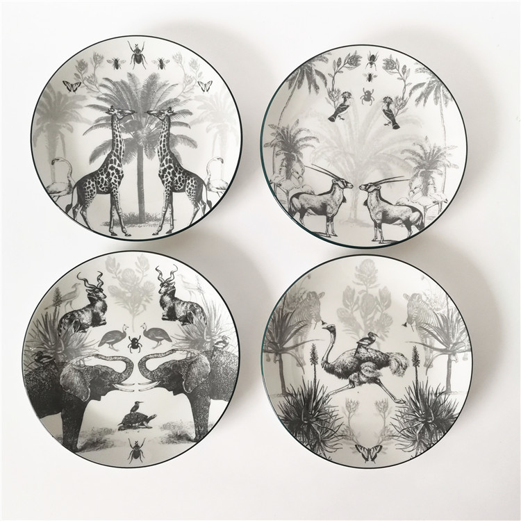 Explore the Wild with Our Tropical - Themed Porcelain Dinnerware