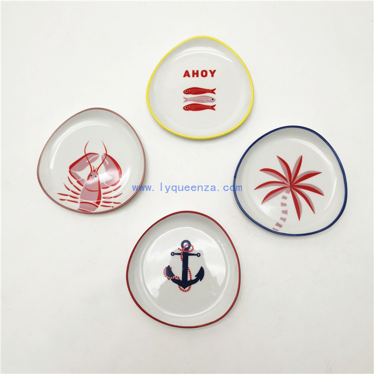 Wholesale 10cm Irregular - Shape Small Porcelain Plates: Nautical & Tropical Charm for Every Occasion