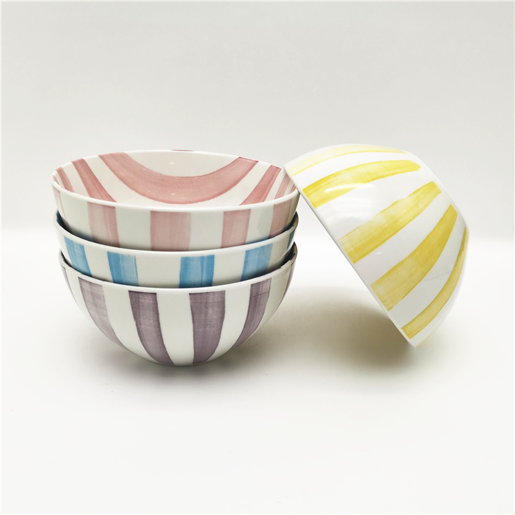 Wholesale 6inch Fine Porcelain Bowl with Stripes Design