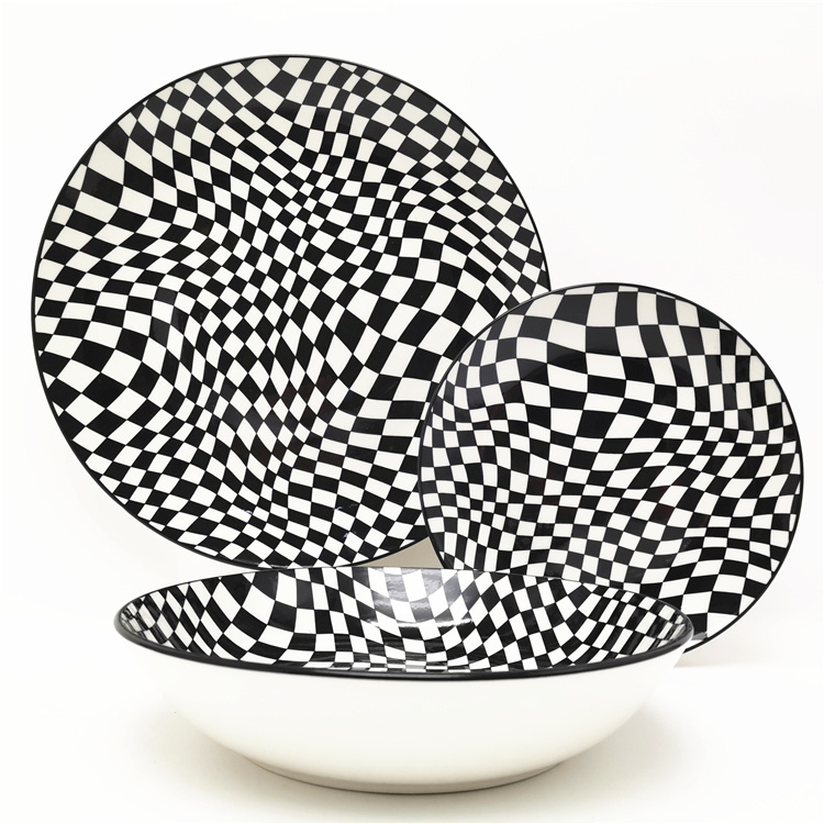 Pad printed 18pcs porcelain dinner set for  6 persons
