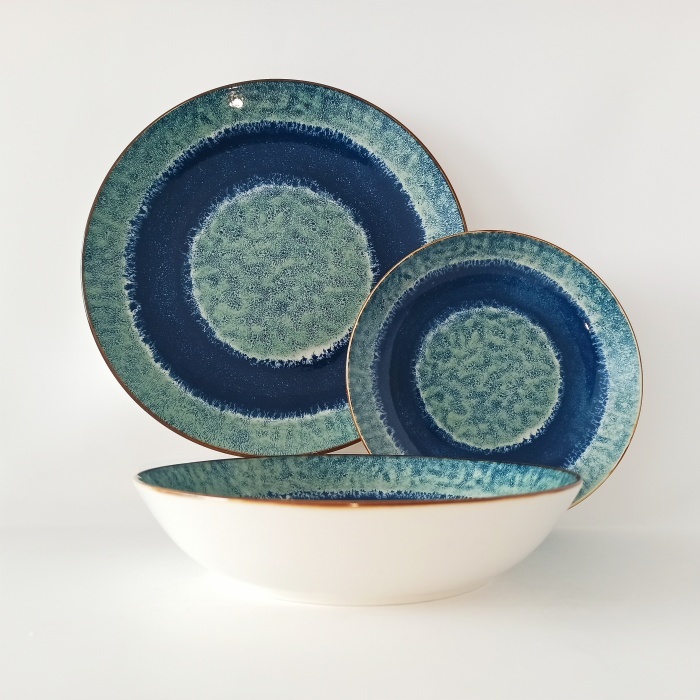 Ceramic Plates Wholesale Retro Reactive Glazed  Porcelain Tableware Set Ceramic Dinnerware Sets