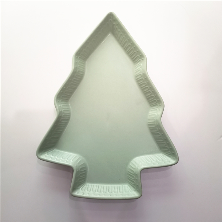 14inch Christmas tree shape stoneware serving platter