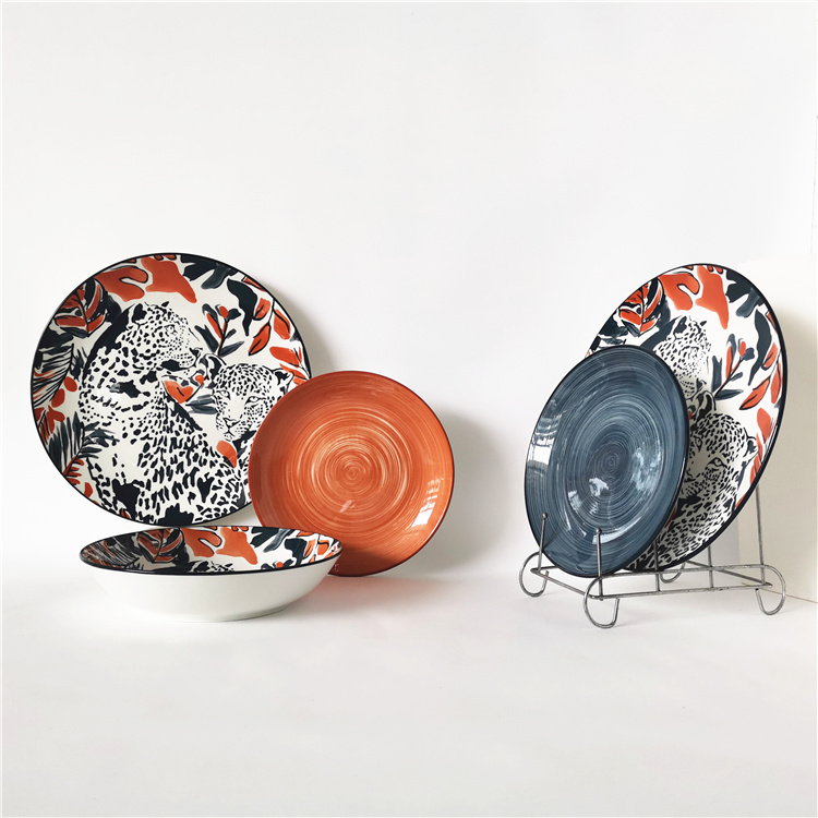 Leopard Design Porcelain Dinner Set - Elevate Your Dining Experience