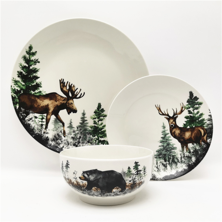 Christmas design porcelain material 12pcs dinner set for 4 persons for Wholesale