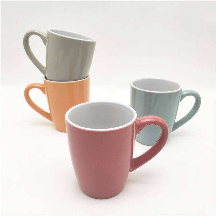 360ml 12oz ceramic stoneware material glossy 2-tone glazed mugs cups