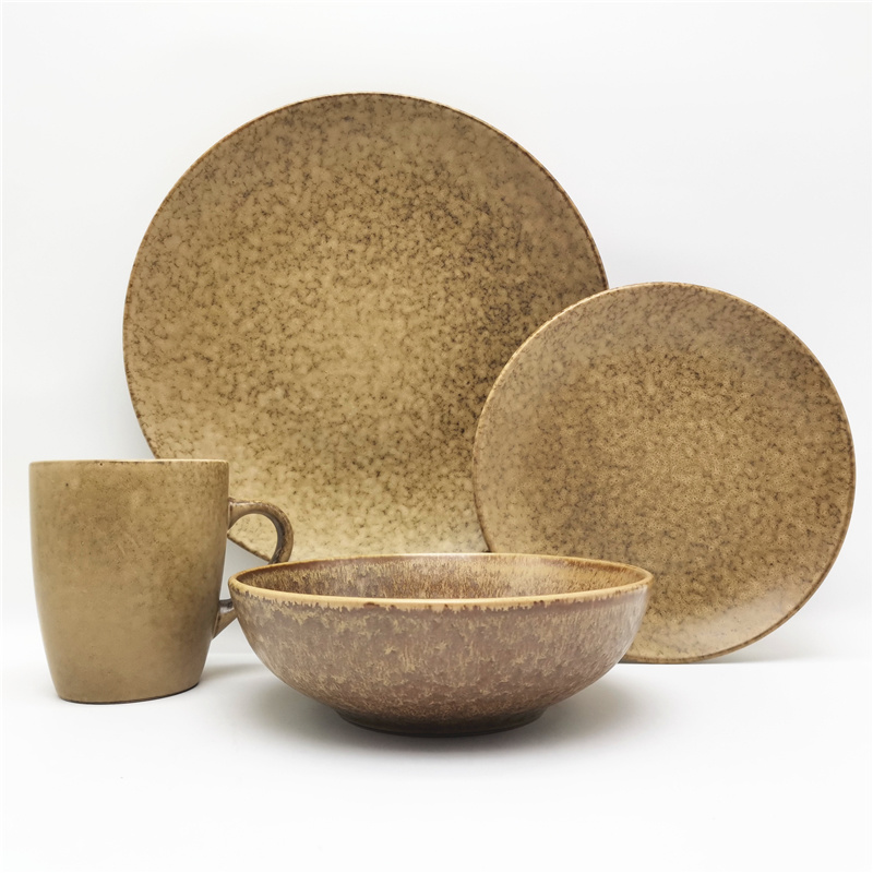 Classic Brown Color 2-side Reactive Glazed Stoneware Dinnerware