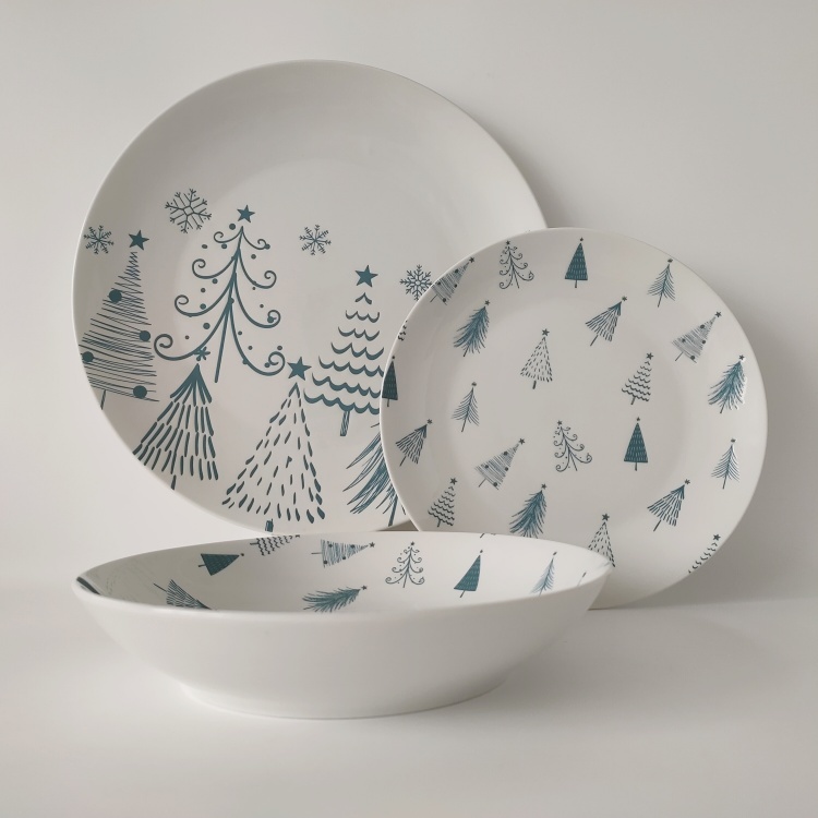 Isolation printing ceramic dinnerware sets with christmas tree design