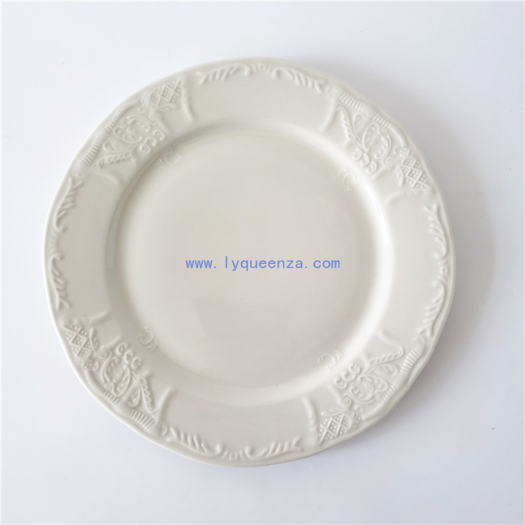 Wholesale 10.5 - inch Embossed Dinner Plate: Timeless Elegance for Every Table
