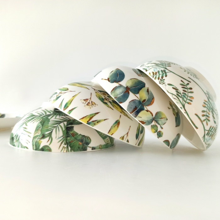 5.5 Inch Ceramic Golden Leaves Design Bowl Dinnerware Sets