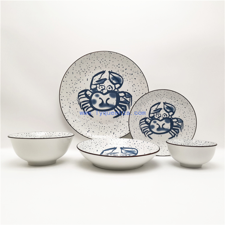 Wholesale Crab - Pattern Porcelain Dinnerware: Coastal Charm for Every Table