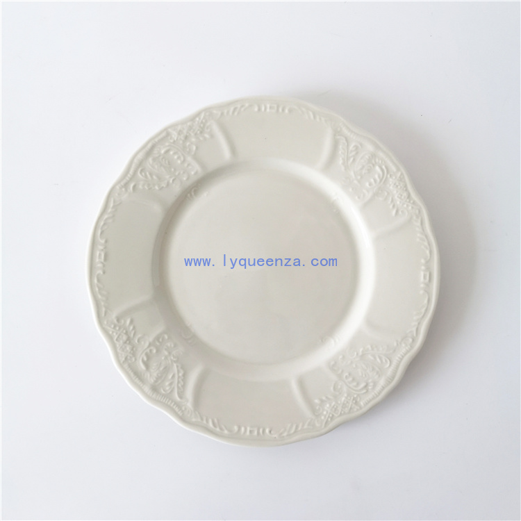 Wholesale 8 - inch Embossed Porcelain Plate: Timeless Elegance for Every Table