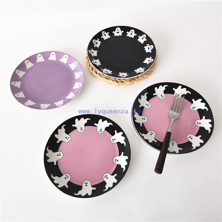 Wholesale 7 - inch Porcelain Plate with Custom Ghost Design: Spookily Charming for Your Table